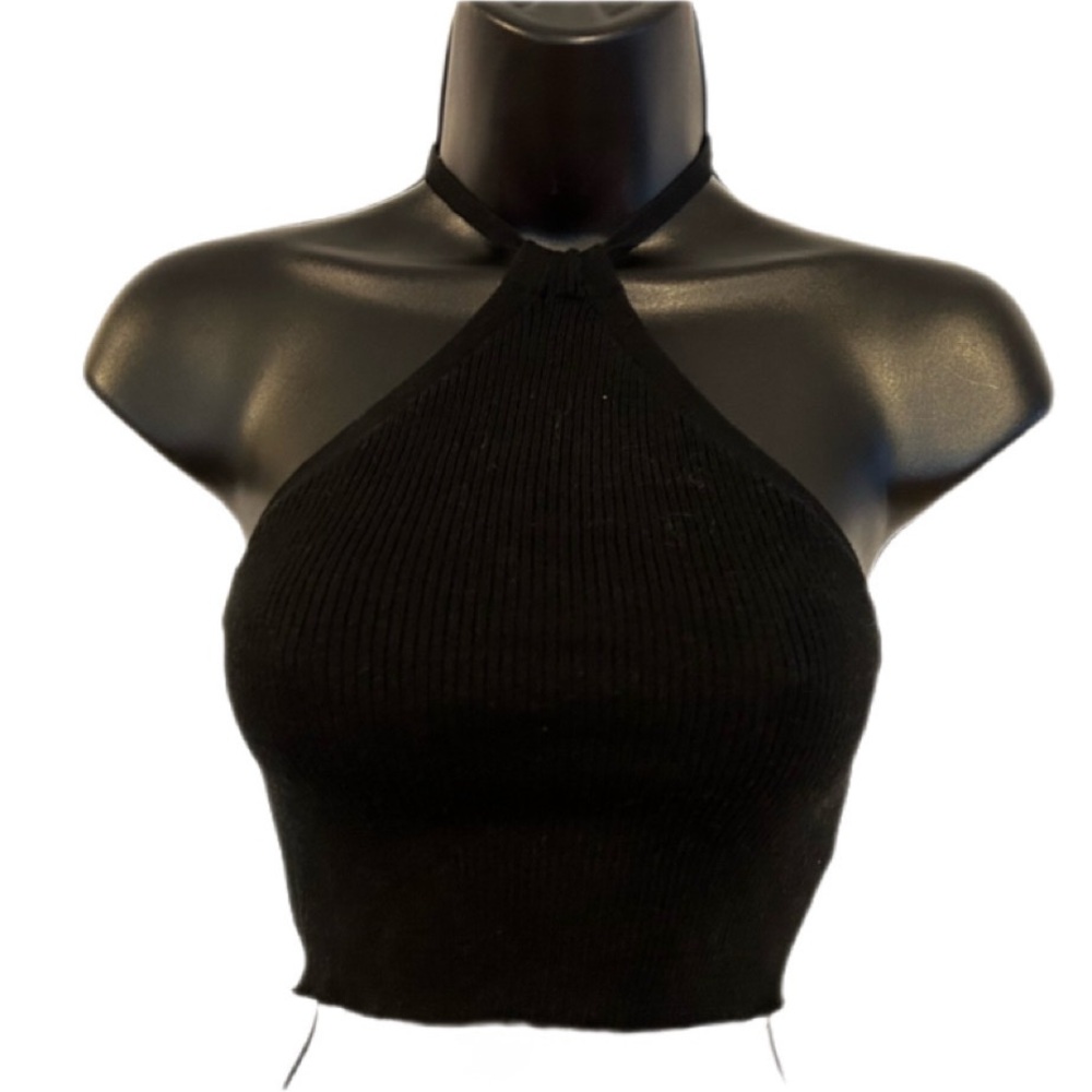 cropped black halter top S
